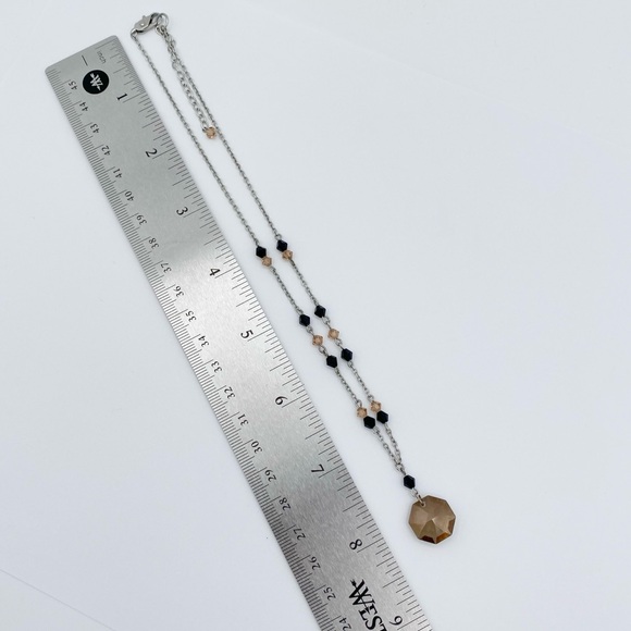 Crystal Glass Silver Tone Dainty Necklace - Picture 4 of 5